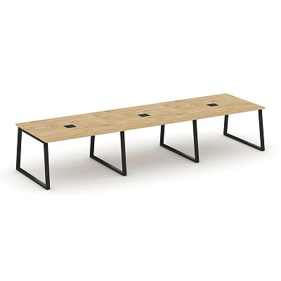 Стол переговорный 4140*1180 Рива Стайл Проджект Фьюжн SN-6T1.SPRG-053 Тиквуд Светлый / Черный