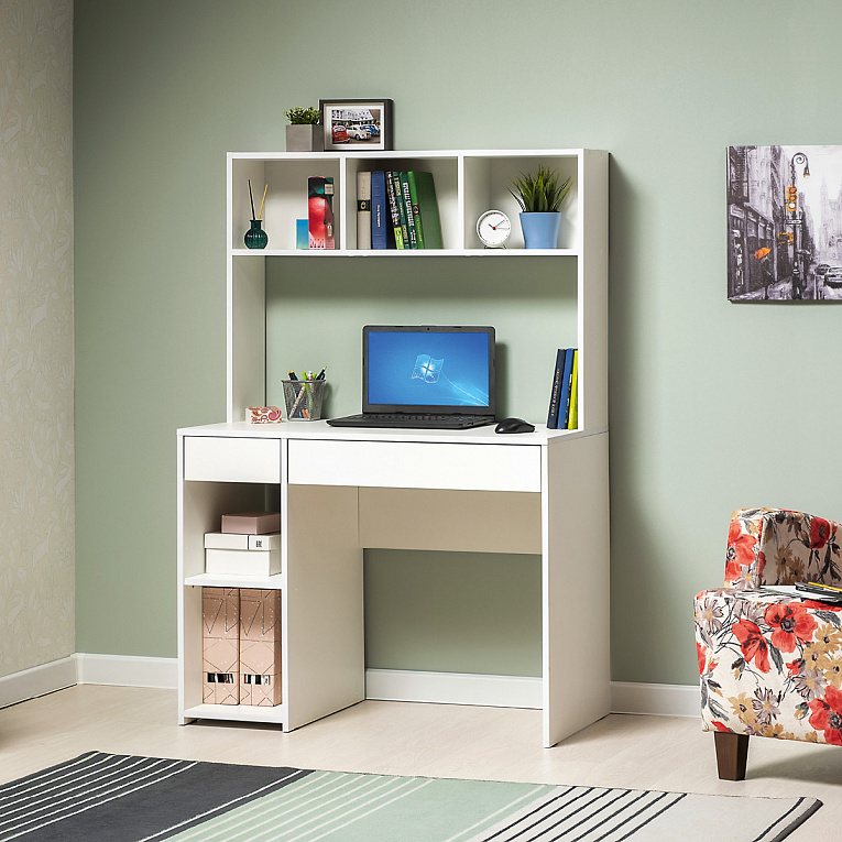 Стол компьютерный Mobi Комфорт 12.77 F белый шагрень