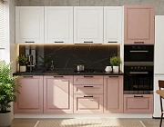 Кухонный гарнитур Аликанте 3000 Шарли pink / Шарли белый с пеналом под СВЧ и духовой шкаф (арт.31)